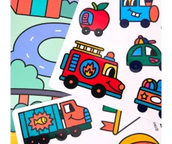 Desplegable de Pegatinas Reutilizables Omy Montessori ¡Vroom Vroom!