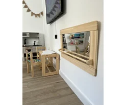 Espejo Montessori Grande con Barra de Madera