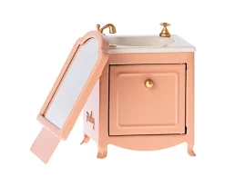 Lavabo Aparador con Espejo para Ratón Beige Oscuro