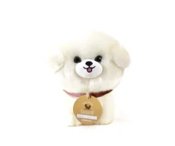 Les Minis Perro de Peluche Tama con Collar y Cesta de Piel Sintética