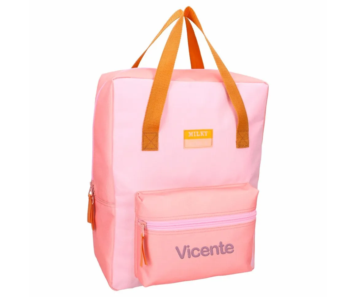 Mochila Escolar Milky Kiss Bright Vibes Pink Personalizable
