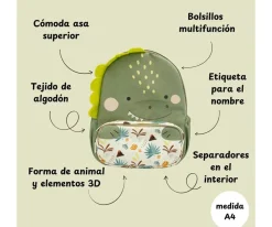 Mochila Grande Personalizable Dinosaurio