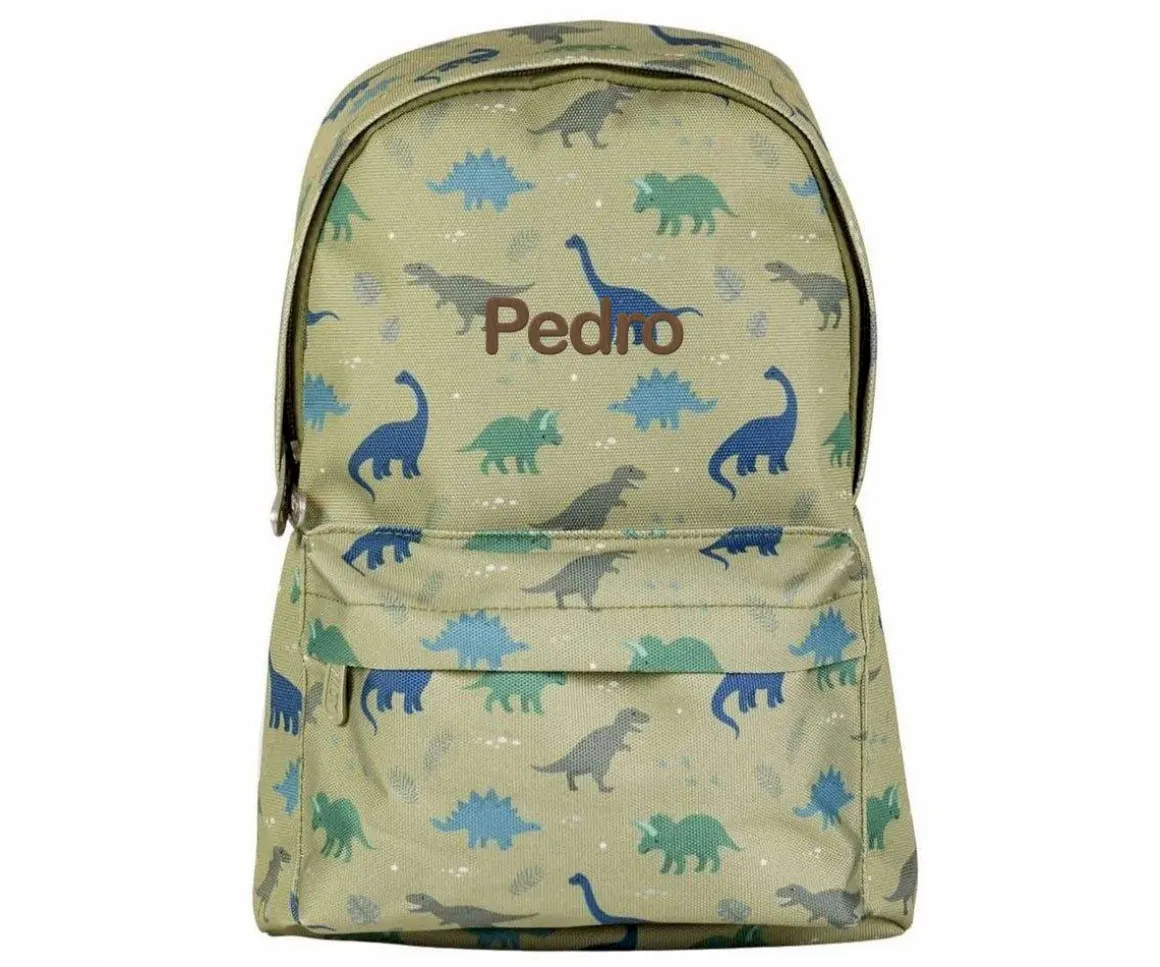 Mochila Infantil Mini Dinosaurios Personalizable + Llavero T-Rex Regalo