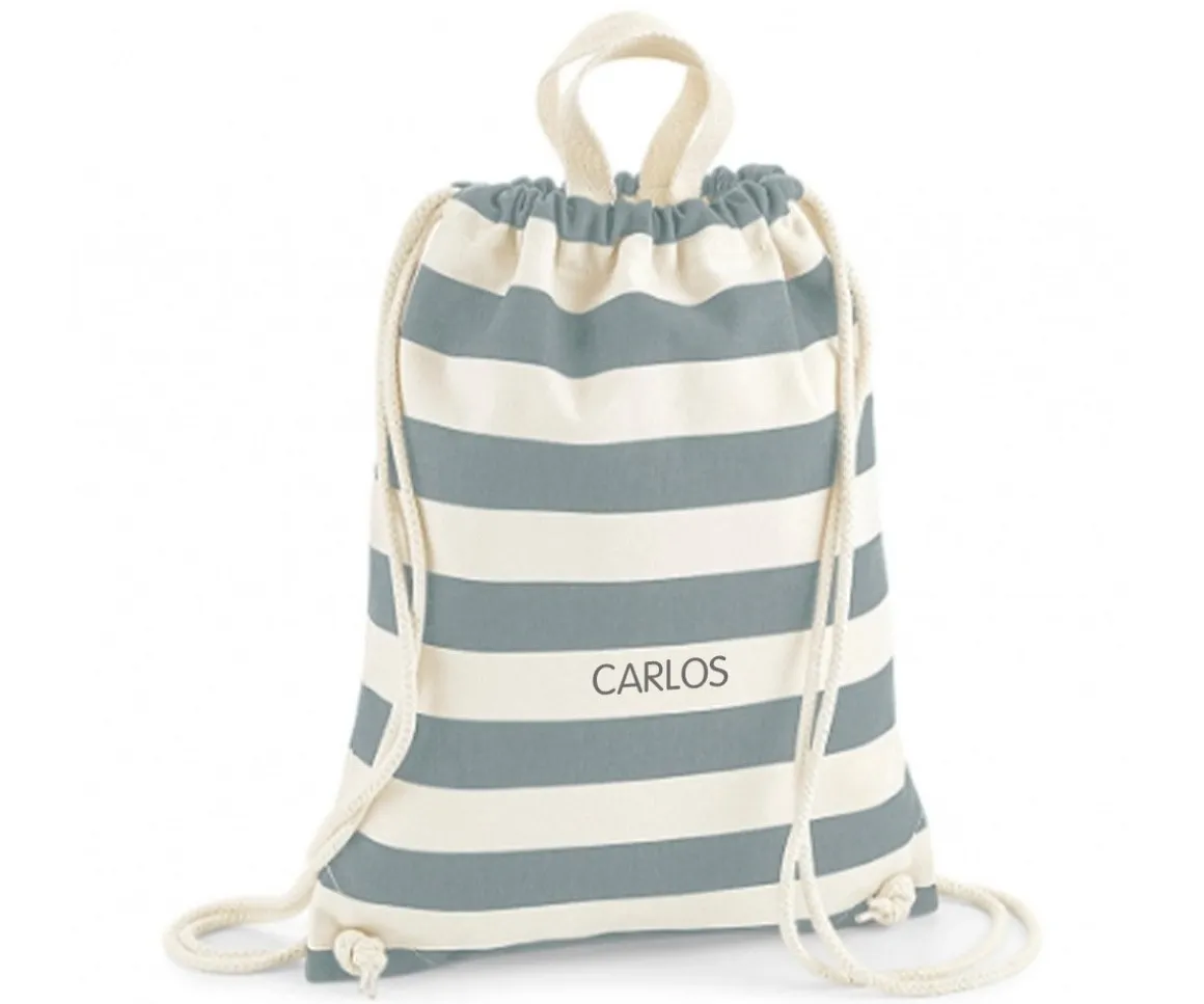 Mochila Saco Nautical Natural-Gris Personalizable