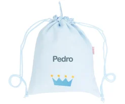 Mochila Saco Personalizada Piqué Corona Azul