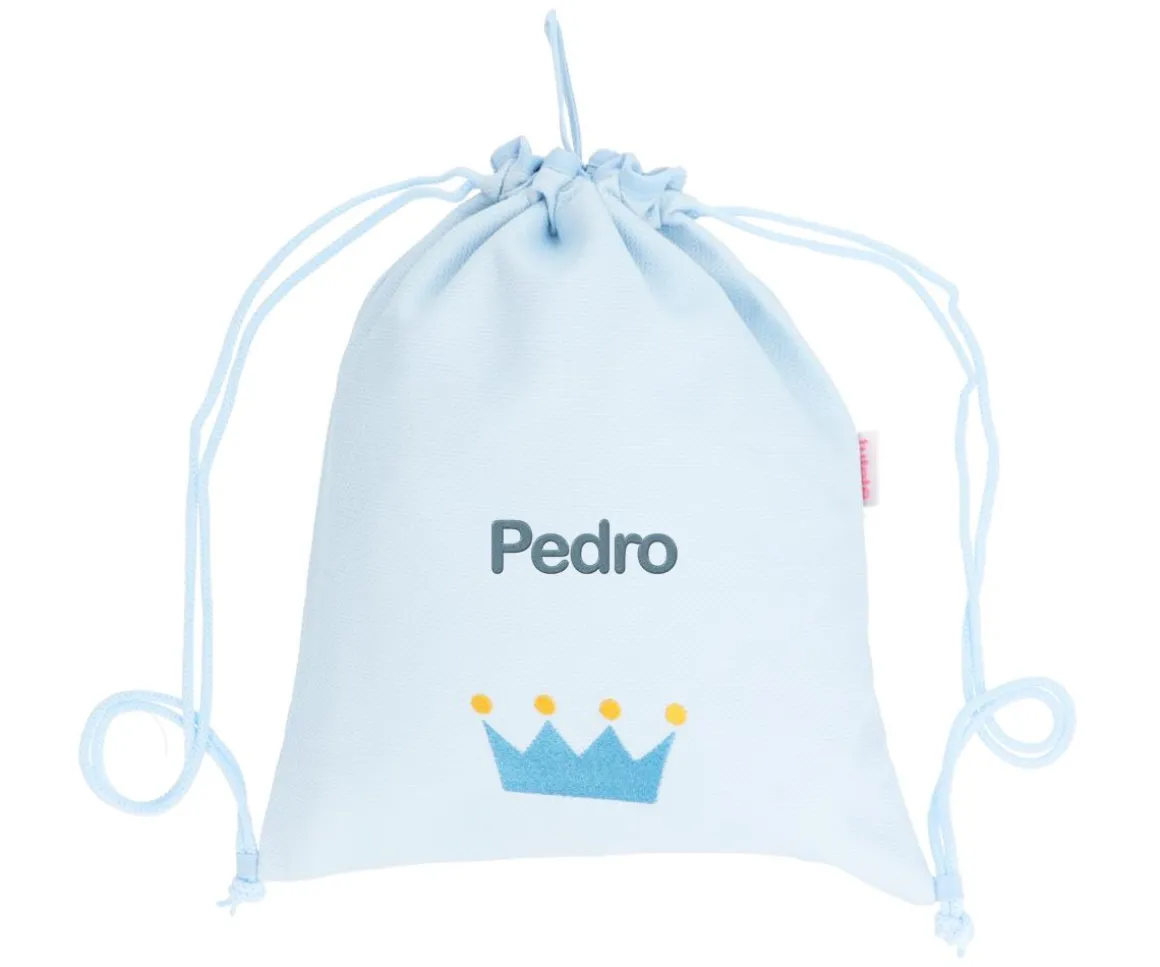 Mochila Saco Personalizada Piqué Corona Azul