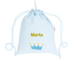 Mochila Saco Personalizada Piqué Corona Azul