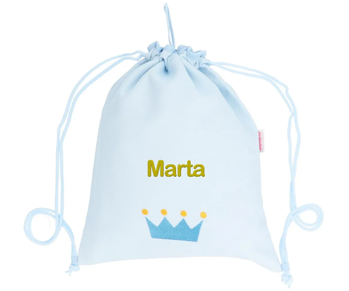 Mochila Saco Personalizada Piqué Corona Azul