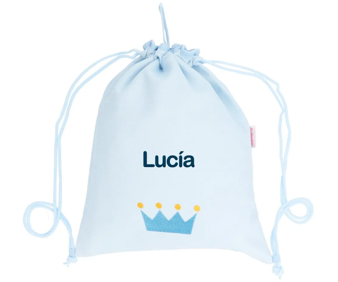 Mochila Saco Personalizada Piqué Corona Azul