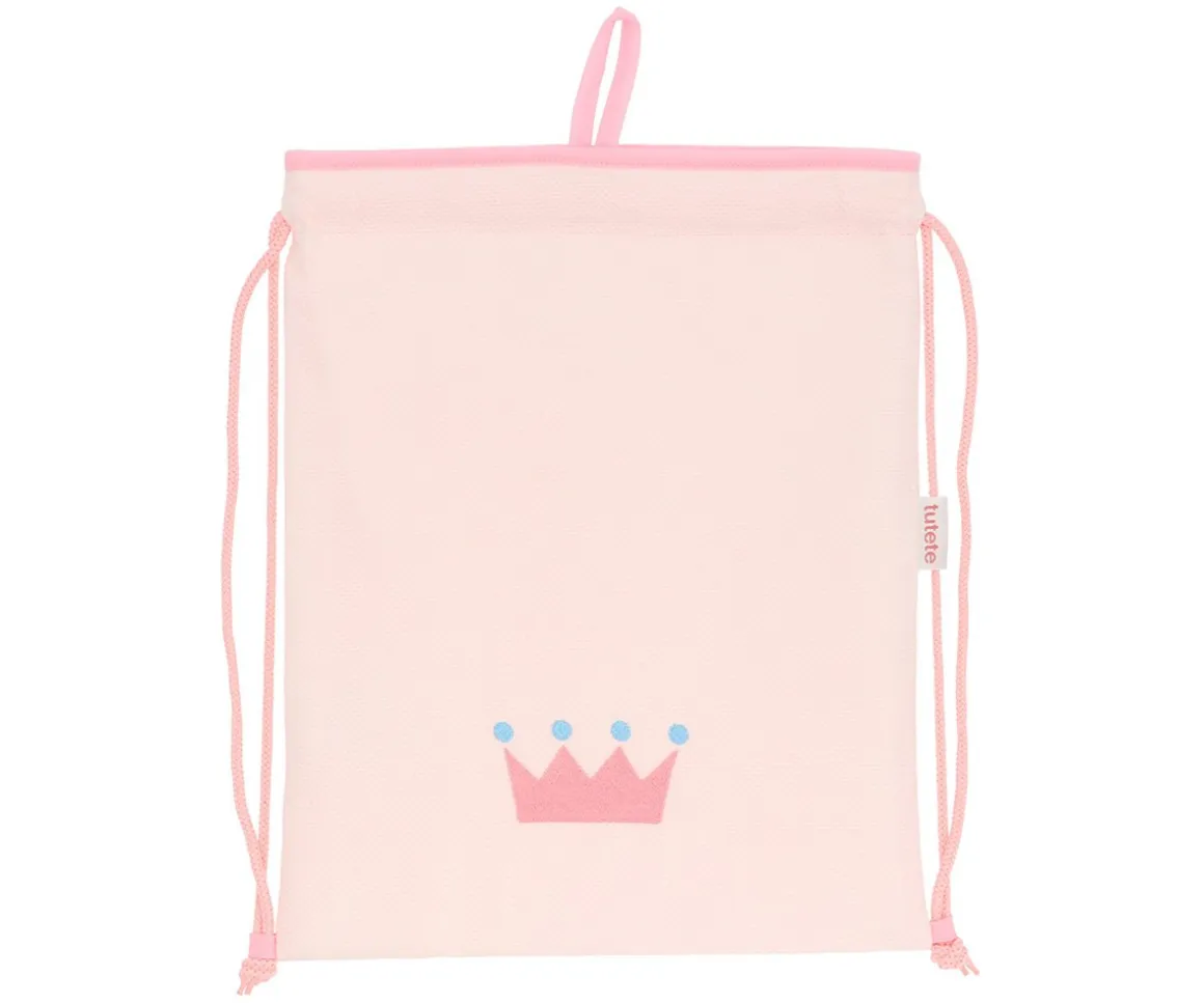 Mochila Saco Personalizada Piqué Corona Rosa