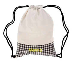 Mochila Saco Vichy Negro Personalizable