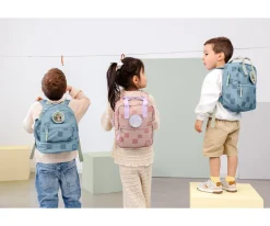 Mochila Square Pattern Party Blue / Green Personalizable