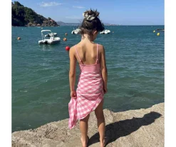 Muselina Bianca Vichy Rose Fluo Talla L