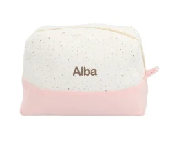 Neceser Grande Rainbow Dots Rosa Personalizable