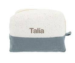 Neceser Grande Rainbow Dots Azul Personalizable