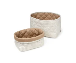 Pack 2 Cestas Acolchada Organizador Stripes Camel