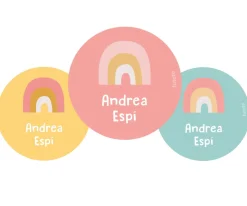 Pack 3 chapas Personalizadas Arcoíris Rosa Nordic