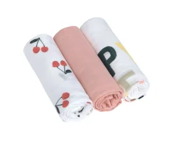 Pack 3 Muselinas Happy Fruits Cherry 80 cm