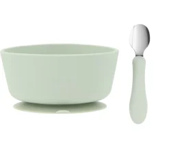 Pack Baby Meal Babero Silicona Bugs + Bol Silicona y Cuchara Acero Sage