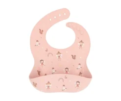 Pack Baby Meal Babero Silicona Wild Fairies + Bol Silicona y Cuchara Acero Brick Blush