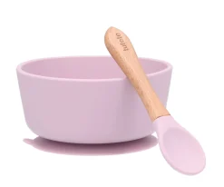 Pack Baby Meal Babero Silicona Ballet + Bol Silicona y Cuchara Lilac