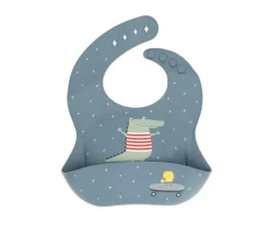 Pack Baby Meal Babero Silicona Croc + Bol Silicona y Cuchara Acero Sun