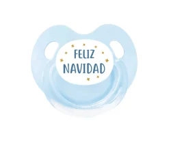 Pack Chupete Retro Azul Feliz Navidad + Chupetero Ocean