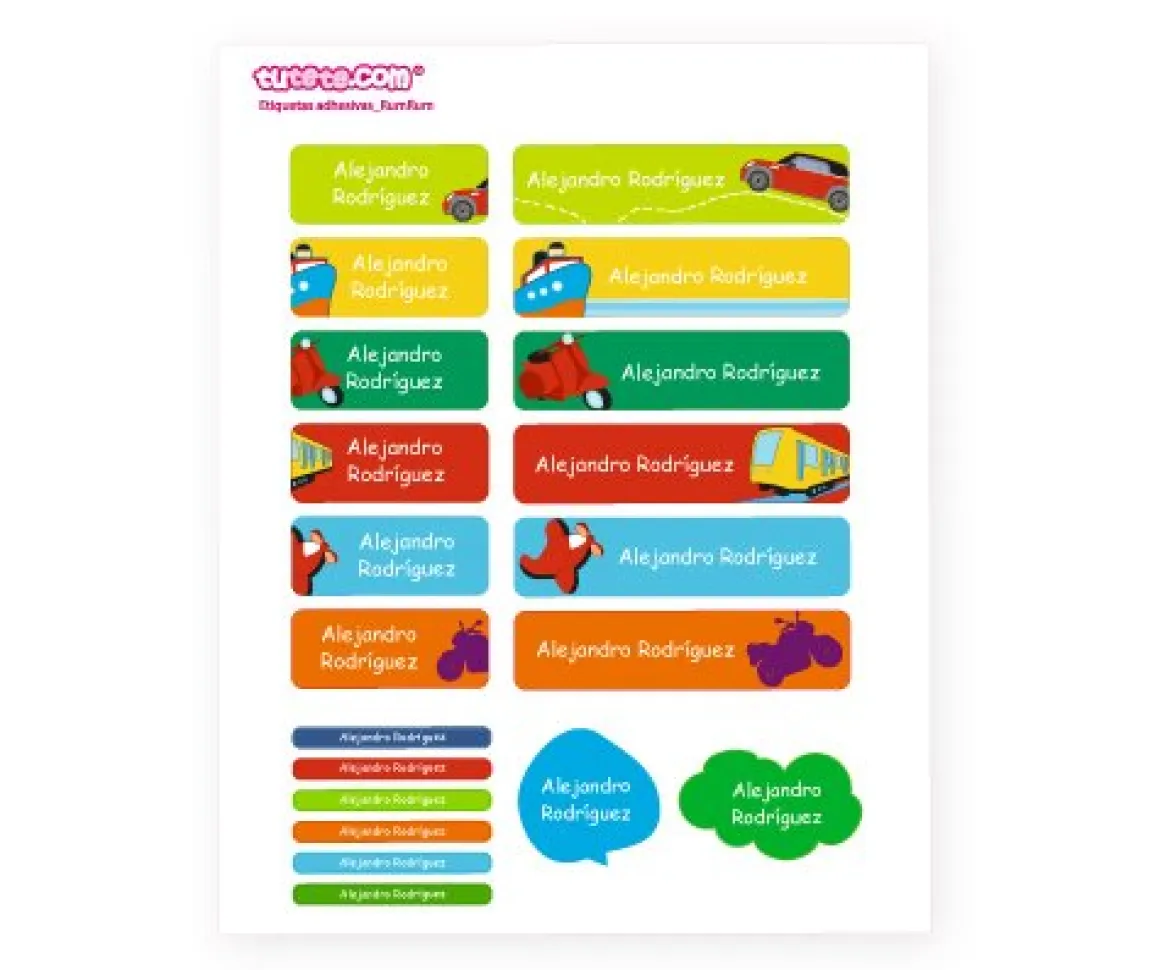 Pack Combinado Etiquetas termoadhesivas + pegatinas Rumrum