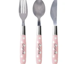 Pack Cubiertos Personalizados Lunares Rosa Empolvado