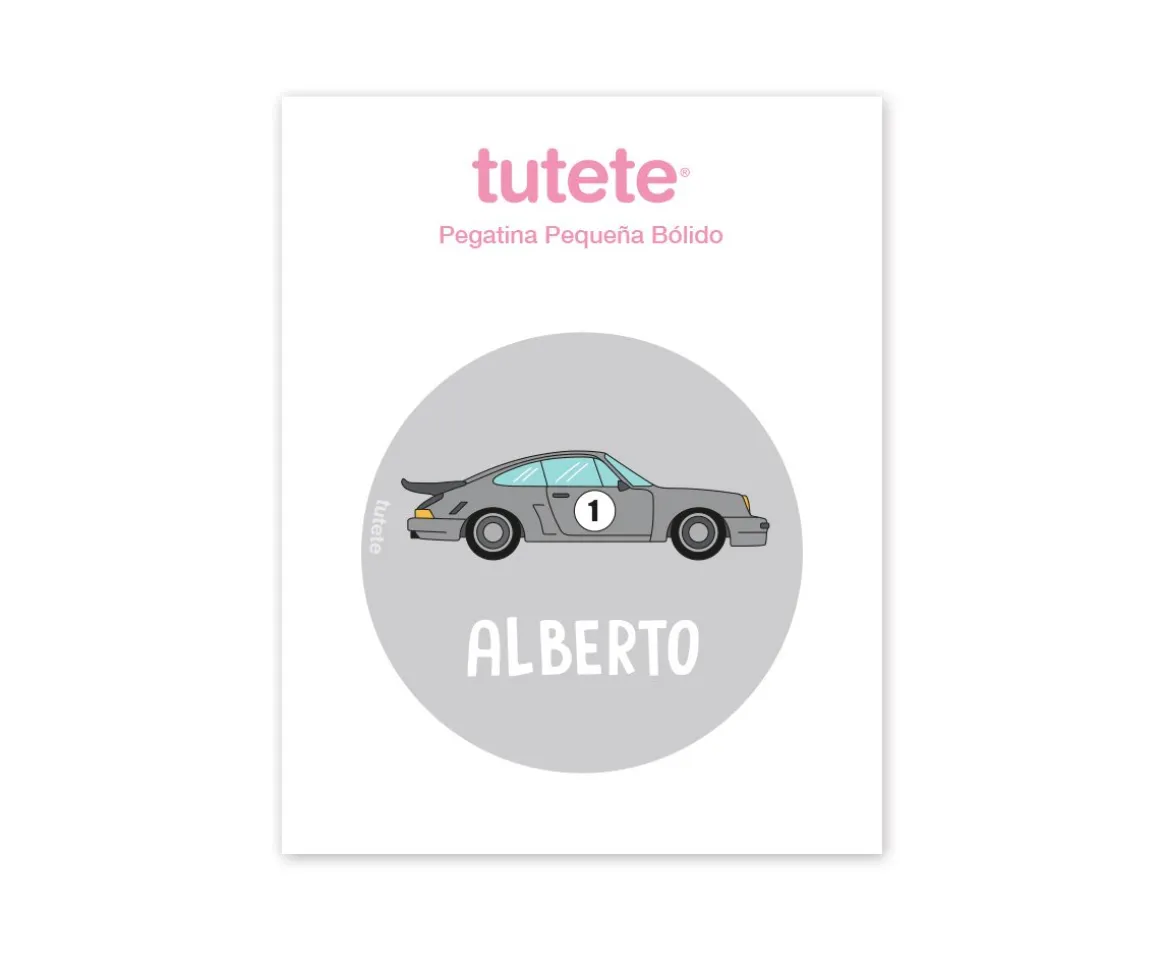 Pegatina Pequeña Bólido para Botella y Cajas Almuerzo