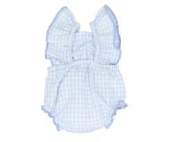 Pelele Vichy Azul Celeste para Muñeco