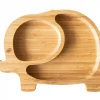 Plato Bambú con Ventosa Elefante Verde