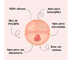 Plato de Silicona con Compartimentos Pulpo