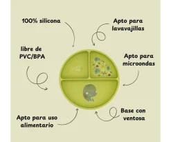 Plato de Silicona con Compartimentos Dinosaurio