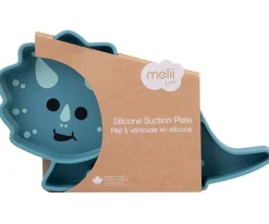 Plato de Silicona con Ventosa Dinosaurio Azul