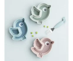 Plato Silicona Stick&Stay Snack Birdee Blue