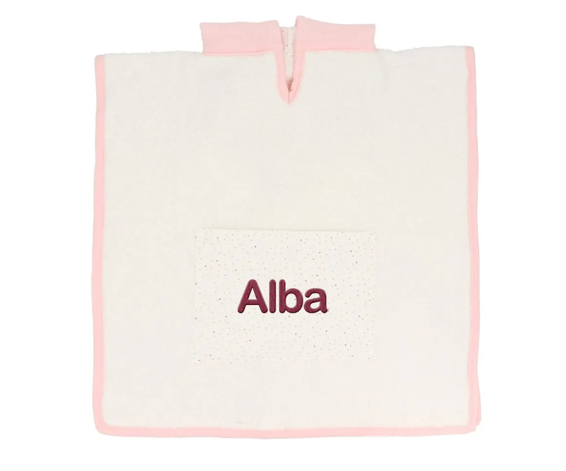 Poncho Rainbow Dots Rosa Personalizable