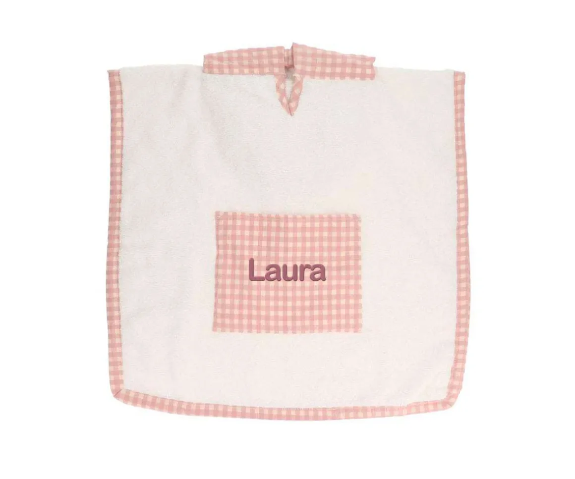 Poncho Vichy Rosa Personalizable