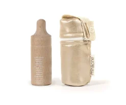 Porta Biberones Polipiel Bronce y Biberón de Madera