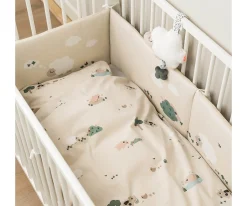 Protector de Cama Acolchado con Cuerdas Tiny Farm