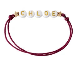 Pulsera Estrellas Doradas Personalizada Burdeos