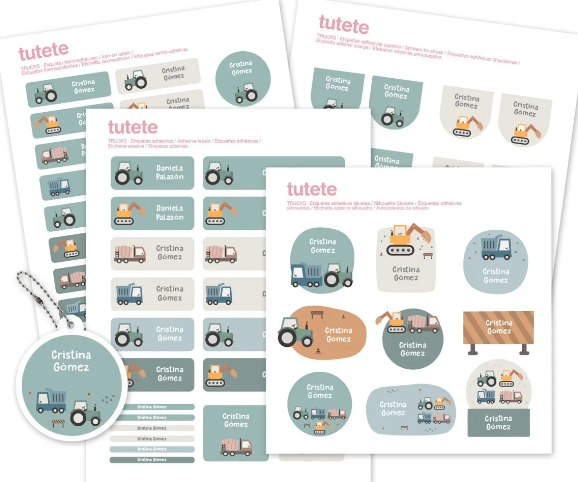 Sello Personalizado Excavadora + Combinado Termo y Pegatinas Trucks