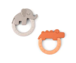 Set de 2 Mordedores Silicona Amigos Deer Papaya/Sand