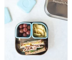 Set de Caja Bento y 2 Silipods de Silicona Acero Aqua