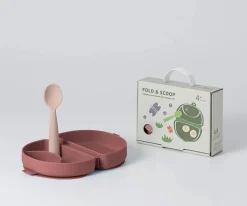 Set de Plato y Cuchara de Silicona Plegable Pink/Cotton Candy