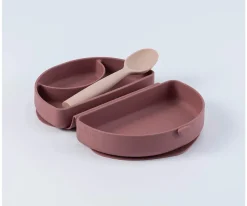 Set de Plato y Cuchara de Silicona Plegable Pink/Cotton Candy