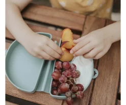 Set de Plato y Cuchara de Silicona Plegable Azul