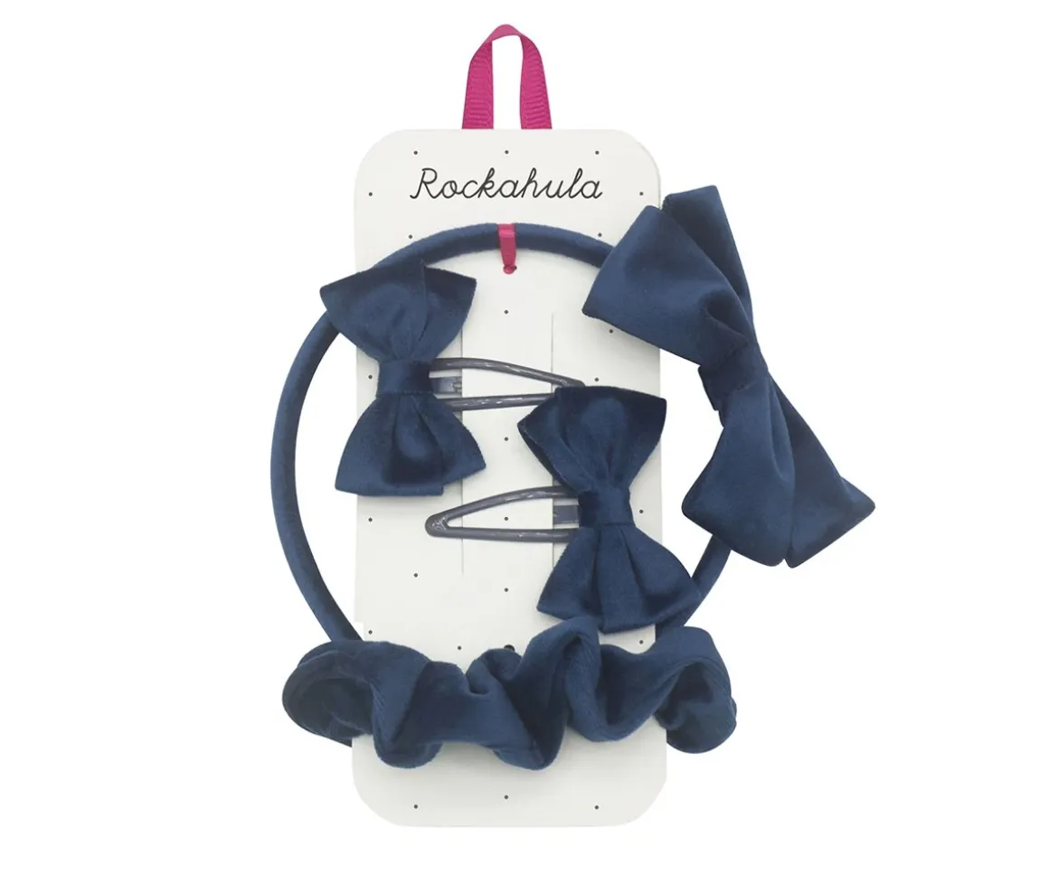 Set Escolar Blue Velvet Bow