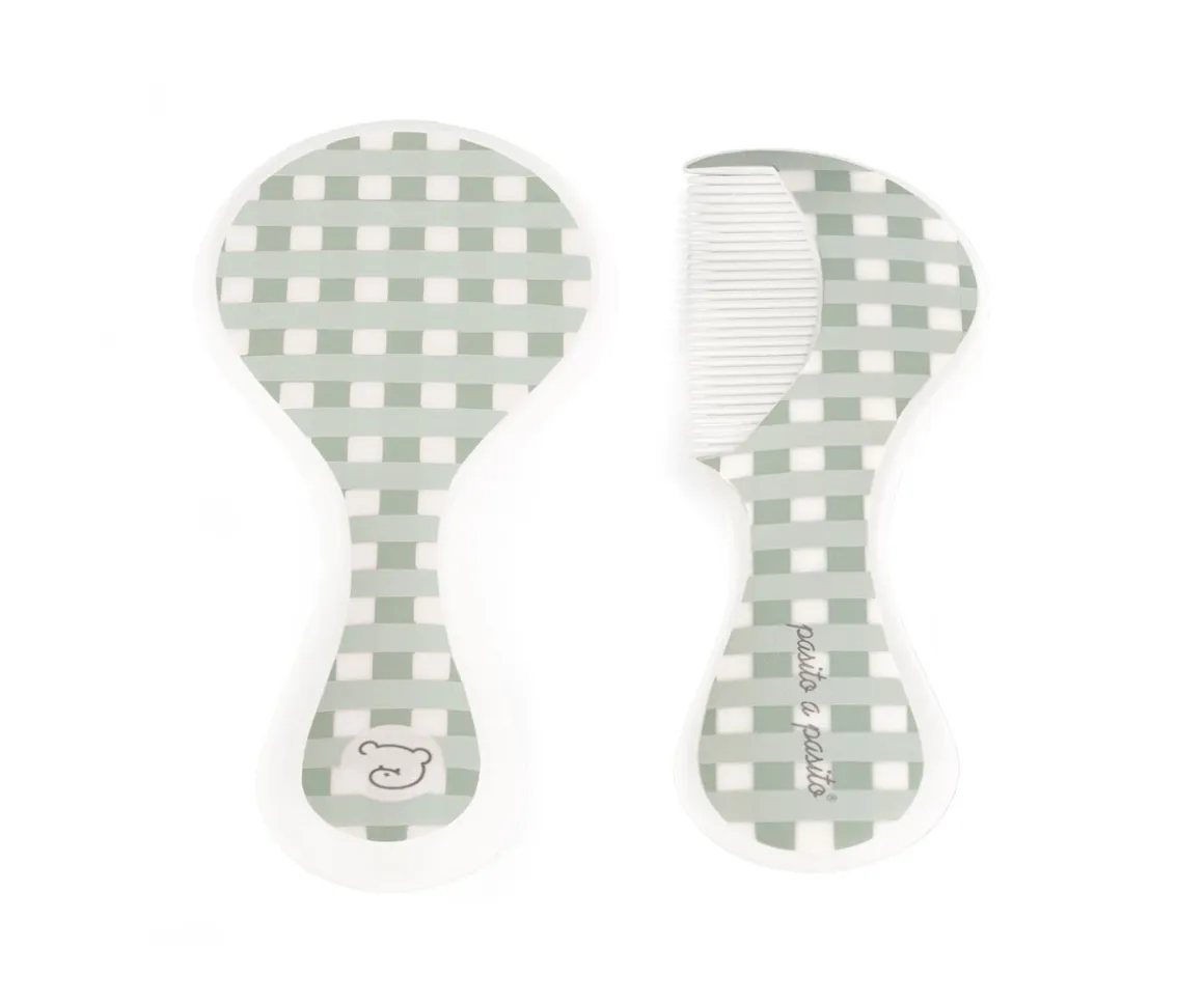 Set Peine y Cepillo Bebe Cuadro Verde