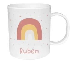 Taza de Plástico Personalizada Arcoíris Rosa